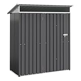 Shintenchi 5x3 FT Outdoor Storage Shed with Window, Outdoor Waterproof Storage Shed Metal Garden Shed with Lockable Single Door, Weather Resistant Tool Storage House Shed for Garden,Backyard,Dark Gray