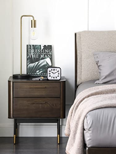 Tinload 5.5" Loud Bell Alarm Clock For Heavy Sleepers Adults, Silent No Ticking,Snooze,Light,Battery Operated Alarm Clocks For Bedrooms (Black) #TOP6