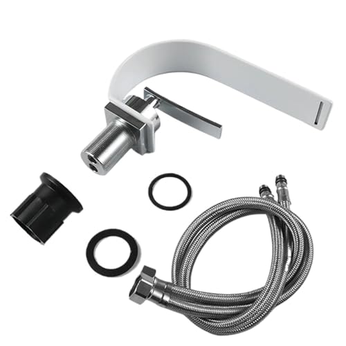 Grifo de baño de acero inoxidable con un solo orificio for lavabo, lavabo con cascada de agua fría y caliente(Grey)