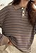 Women Rugby Polo Shirts Oversized Long Sleeve Collared Striped Sweatshirt Y2k Preppy Pullover Tops (Khaki, XL)