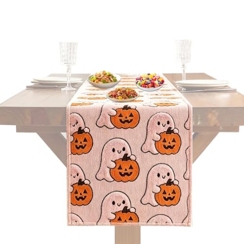 Mantel de Halloween con diseño de calabazas de 33x183 cm ideal para fiestas y vacaciones 2