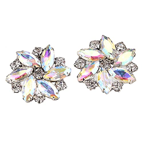 Geardeangloow 2 clips de diamantes de imitación para zapatos, joyería de cristal, hebilla para zapatos de boda, color blanco, 1 par, 1 pair, Poliéster, como se muestra en la