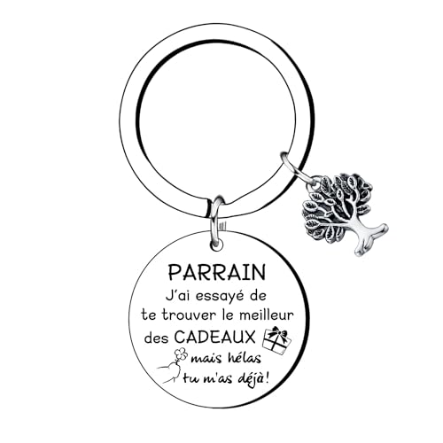 KJKJKJ Cadeaux Porte Clés Parrain- Parrain Cadeau Baptême-Demande Futur Parrain Cadeau Noël Anniversaire