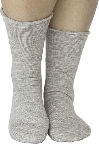 ULLMYS Calcetines de lana de merino – Terry grueso con 98% fibras naturales, 80% lana merino para pies calientes y confort, procedentes de Europa, gris claro, 39/42 EU