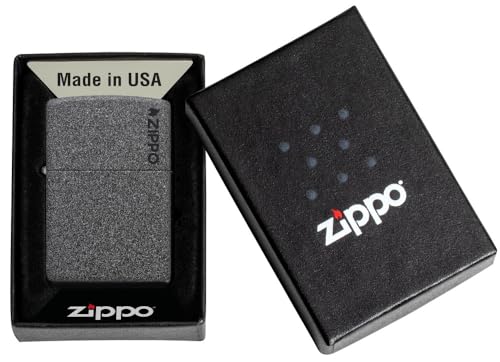 Image of Zippo Classic Iron Stone Zippo Logo, Pocket Fuel Windproof Lighter (BIS Certified)