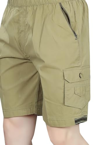 Image of Men Cotton Regular Fit Solid Short | 2 Zipper Pocket | 3 Button Pockets | Versatile Half Pants for Everyday -