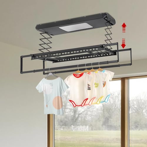 Séchoir à linge électrique SHZICMY avec télécommande et éclairage LED pour plafond 220V