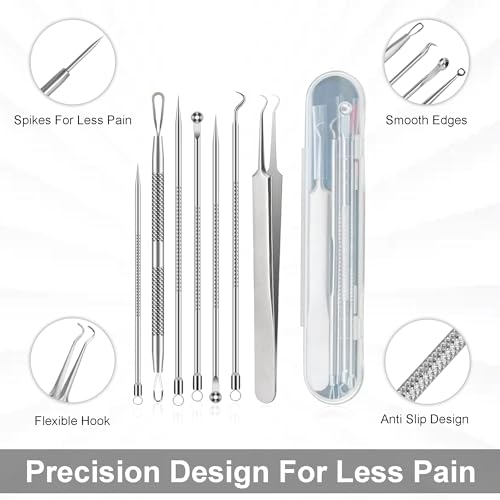 Image of Blackhead Remover Kit with Stainless Steel Tools, Pimple Extractor, Acne Removal & Facial Cleansing Tools for Men & Women