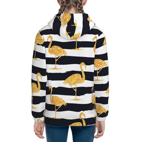 Gold Flamingo Kids Pullover Hoodies Boys Sweatshirts Girls Athletic Clothes with Pocket4