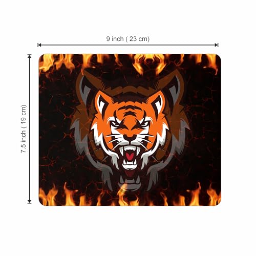 Image of Fierce Tiger Gaming Mouse Pad for Laptop & Computer | 9 x 7.5 Inch | 3mm Thick Non-Slip Rubber Base Mousepad | Fire Tiger Graphic Design for Office & Gaming