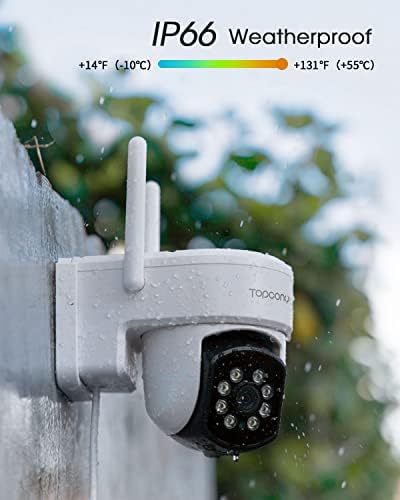 Topcony 5MP Human Detection CCTV Camera Outdoor, 360° Pan-Tilt PTZ Auto-Tracking Security Camera Wireless, WiFi IP Camera, Colorful Night Vision, Sound-Light Alarm, 2-way Audio, Phone/PC, SD/Cloud