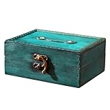 Zkydhbd Antique Styles - Organizador de joyas de madera con cerradura y accesorios de decoración del hogar, caja de almacenamiento de madera resistente