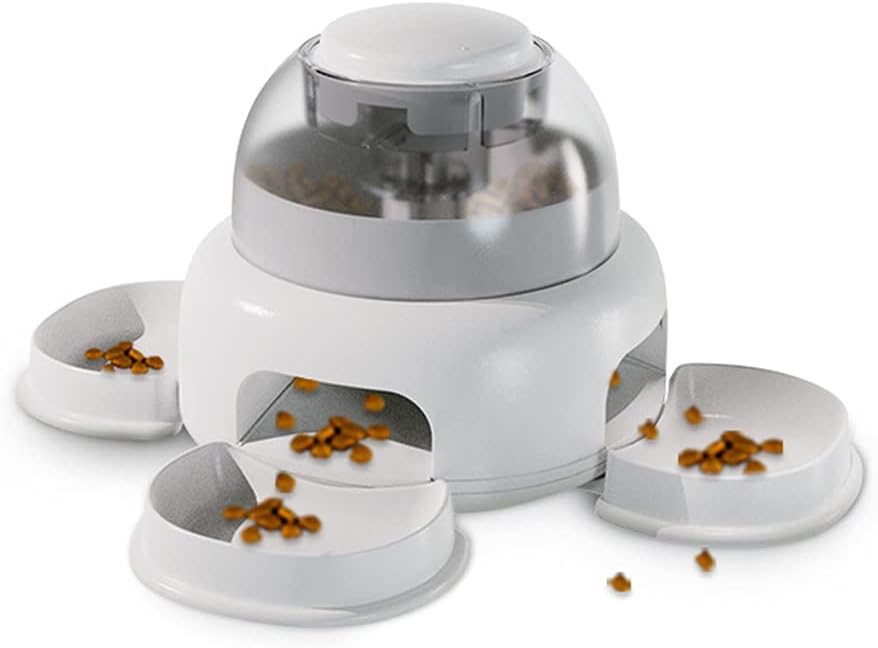 Dog Multifuction Slow Eating Feeder Bowl Superlight Puzzle Toy with Button Feeding Container for Pets