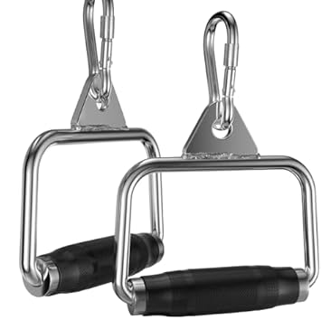 ABSSports 2 pair of D-Handle Hand Grip Attachment multi training bar. Multi-training Bar (Silver, Black)