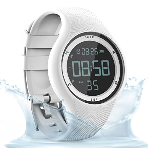 Synwee Sports Digital Fitness Tracker Watch,Ip68 Waterproof, Non-Bluetooth, With Pedometer/Vibration Alarm Clock/Timer,For Kid Children Teen Boys Girls Women (White) #TOP8