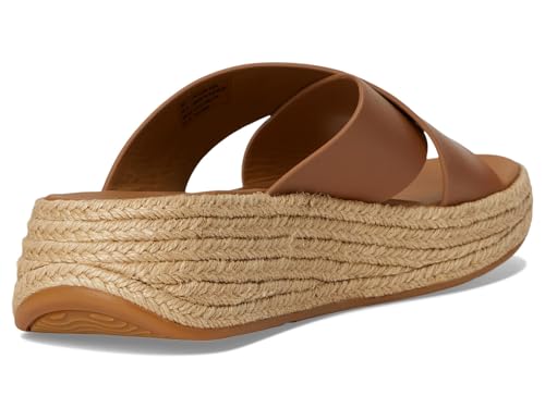 Image of FitFlop womens F-mode Espadrille Leather Flatform Cross Slides