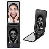 Compact & Portable UV Mirror, Travel Makeup Mirror with UV Camera for Testing Sunscreen, 4 Inch Rech