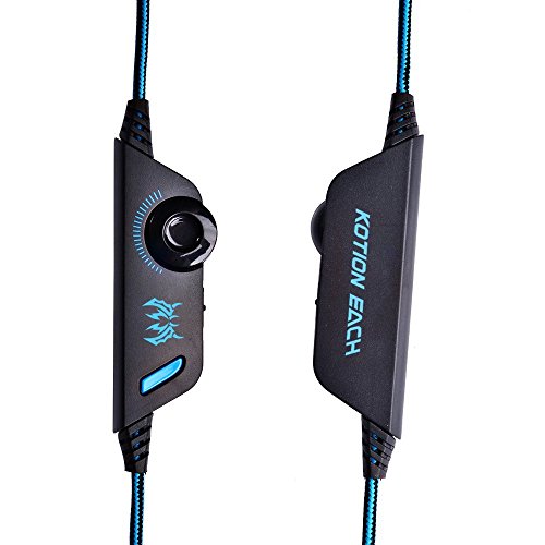 Mindkoo G2000 Over Ear Gaming Headset met Mic Stereo Bass LED Licht Voor PC Game Hoofdtelefoon (Zwart en Blauw) - Afbeelding 5