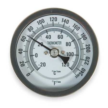 Bimetal Thermom, 5 in Dial, 0 to 250F