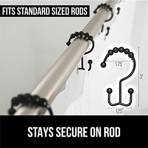 Gorilla Grip Shower Curtain Hooks, Stainless Steel Rust Resistant Easy Install Rings Set Of 12, Decorative Liner Ring For Bathroom Hanging Rods, Friction Free Metal Hook, Bath Room Accessory, Black #TOP5