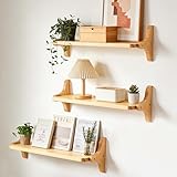 Estante de pared, estante colgante de pared 40 cm, juego de 3 de madera maciza...