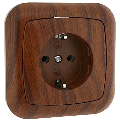 Prise encastrée Bois Prise murale avec TTL couleur bois (3680 W - 16 A)