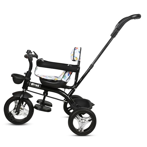 Image of Tricycle 1 Years to 5 Years with Removable Safety Guard and Parental Control Back Side Push Handle with Rubber Tyre for Kid's CR07 (White 2)