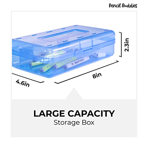 Plastic Pencil Box (3 Pack), Pencil Case, Adults And Kids, Large Capacity Hard Pencil Case With Snap Tight Lid, Crayon Box Storage (Clear, Pink And Blue) #TOP2