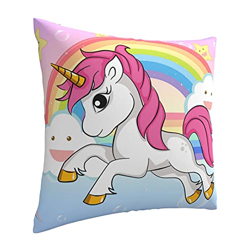 Dreamy Unicorn Theme Room Decor Throw Pillow Case Cotton Cushion Pillow Cover Square 18" X 18",Girls Sofa Car Bed Party Bedroom Office Decorative #TOP6