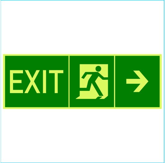Exit rightside Arrow Way Sign Glow Emergency fire Safety Radium Night
