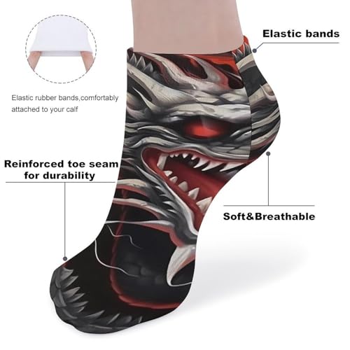 Chinese Dragon Japanese Dragon Printed Ankle Socks No Show Sock Low-Cut Athletic Socks for Men Women 1 Pair3