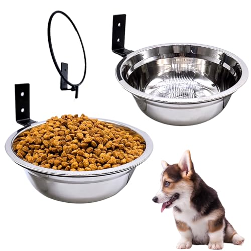 Acsist Wall-Mounted Adjustable Dog Food & Water Bowls