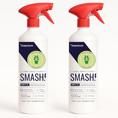 SMASH Spray Insetticida Piante Ornamentali e Bonsai - Elimina Insetti da Bonsai e Piante 500 ml – Adatto per ambienti con animali domestici - 2x Insetticida Piante sistemico, Uso Domestico