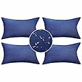 Demetex Outdoor Lumbar Throw Pillow Covers 12x20 Set of 4 Decorative Waterproof Throw Pillows for Couch Bed Decor, 12 x 20 Inch, Navy Blue
