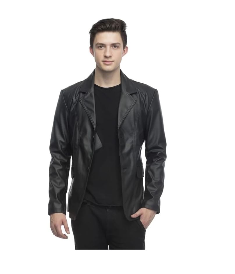 wolver Black Leather Blazer for Men | Leather Mens Blazer | Leather Coats for Men-picture-26