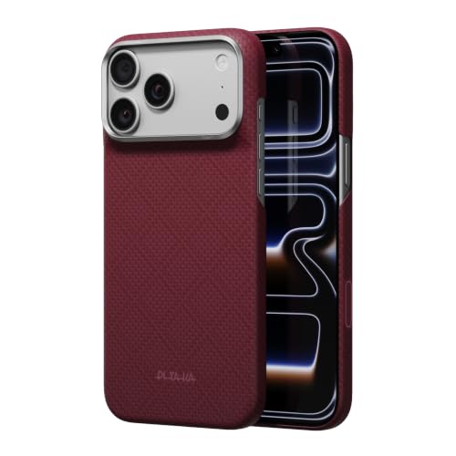 Image of pitaka for iPhone Pro Max Case 6.9 inch, Caseless Feeling, Burgundy (Argyle)
