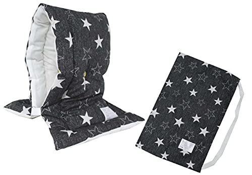 防災ずきん専用カバー付 日本製（小学生から大人まで）【デニムスター柄】 Lサイズ 防災クッション（約30×46cm）(31-400-DSC) (デニムスター柄・ブラック)