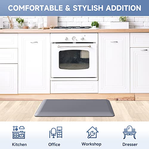 Steprite 4/5 Inch Thick Kitchen Mat Anti Fatigue Mat Kitchen Rugs Kitchen Decor Non-Slip, Stain Resistant, Waterproof Kitchen Mats Desk Mat For Kitchen, Office, Workshop, Grey, 17'' X 28'' #TOP6