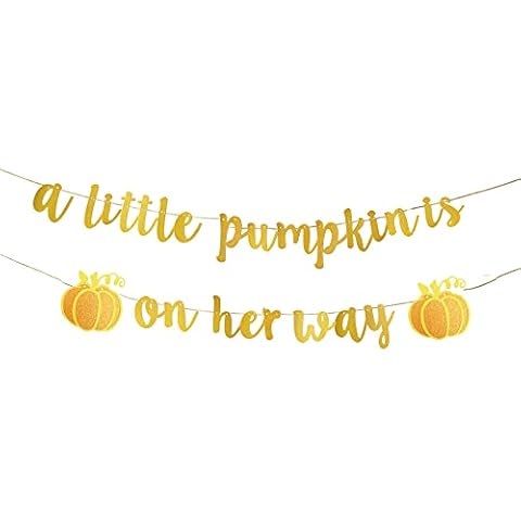 JENSENLIN a Little Pumpkin is on her way Banner,Pumpkin Theme Baby Shower Decor,Butterfly Gender Reveal/Baby Girl Party Decorations. (gold) Cover