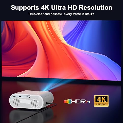 Image of 1500 ANSI Smart Projector, HOMPOW 4K Projector with WiFi and Bluetooth, Mini Projector, Built-in Streaming System, Projector with Apps, Outdoor Projector, Home Projector for iOS /Android