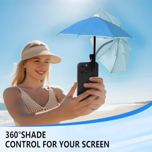 Phone Umbrella, Cell Phone Umbrella for Sun Shade with Clip, Universal Sun Cover Visor for Outdoor Use, Anti-Glare, for Watching Videos, Shooting Photos, Fits All Smartphones - Thumbnail 3