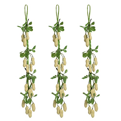 Hagao Fake Peanut Hanging Peanut String Artificial Vegetables Simulation Peanuts for Home Kitchen Decoration Teaching Aids 3 Sets