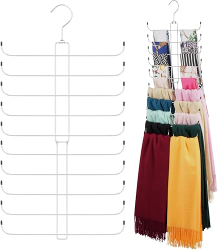 Scarf Organizer Scarf Hanger for Closet Rotatable Sturdy Holder Holds 20 Scarves Space Saving Closet Organizers and Storage Silver (Silver 1 pack)