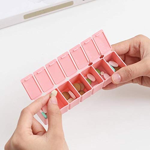 Jeffergarden 2Pcs Daily Medicine Holder Pillbox Organizer Dispenser Case Compartments for Medication and Supplements(Pink)