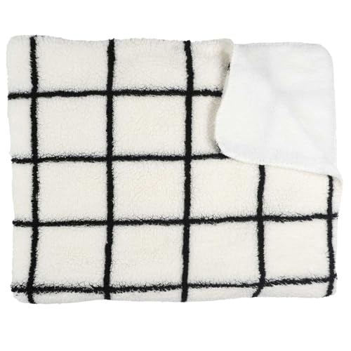 Home Deco Factory, TX0094, Plaid Sherpa Doux à Carreaux Noir et Blanc, Idéal pour Canapé ou Lit, Textile d'Intérieur Confortable et Élégant, 130x160 cm,...