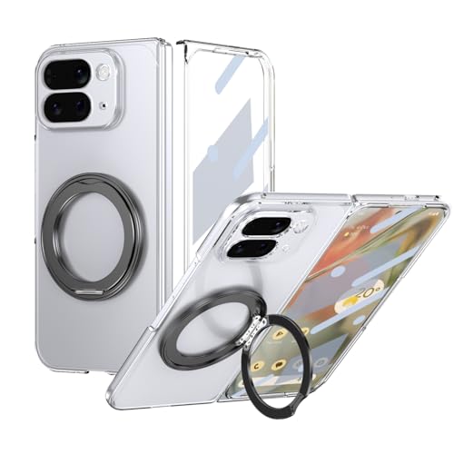Étui pour Google Pixel 10 Pro Fold noir transparent antichoc avec support