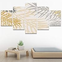 SIGNWIN 5 Panel Canvas Wall Art Modern Art Decorative Elements Fun Illustrations Leaves Multicolor Patterns for Home Decorations Ready to Hang - 60