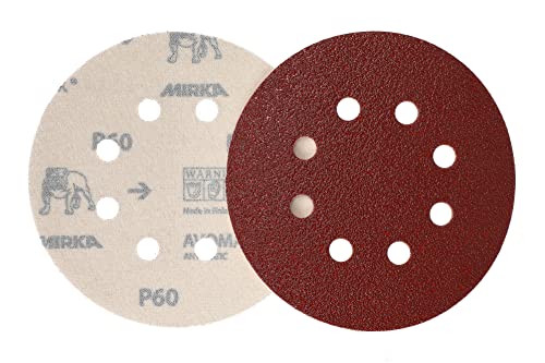 Mirka Red Abrasive paper Sanding discs diameter 125 mm/Hook & loop fastening / 8 holes/grit P60 / 5 pieces/for sanding wood metal and plastic - Image 4