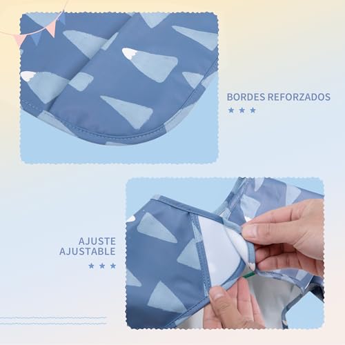 Miniatura 5 de Little Dimsum Babero Impermeable De Manga Larga, 2pcs Baberos Para Bebés, Baberos Para Bebés Impermeables, Delantales Pintados Para Nifos Para Ninos De 6 A 3 Anos, Montañas Nevadas Zorro