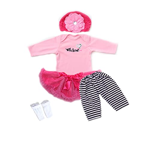 Vestiti Per Bambole Da 17 Cm, Set Elegante 2 Pezzi Con Vestito A Griglia E Fiocco Rosa